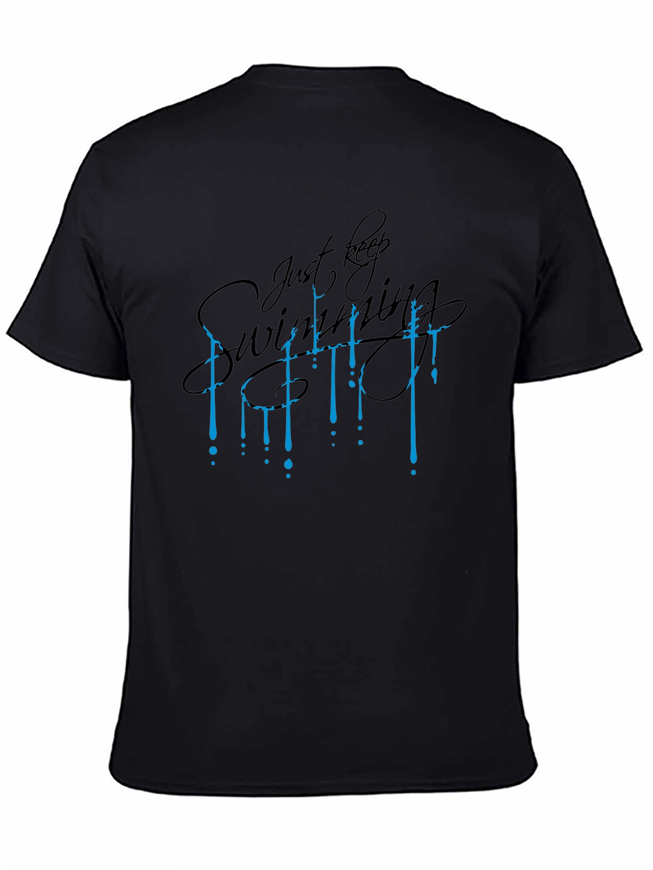 Just Keep Swimming Graphic Tee - Premium Black Cotton