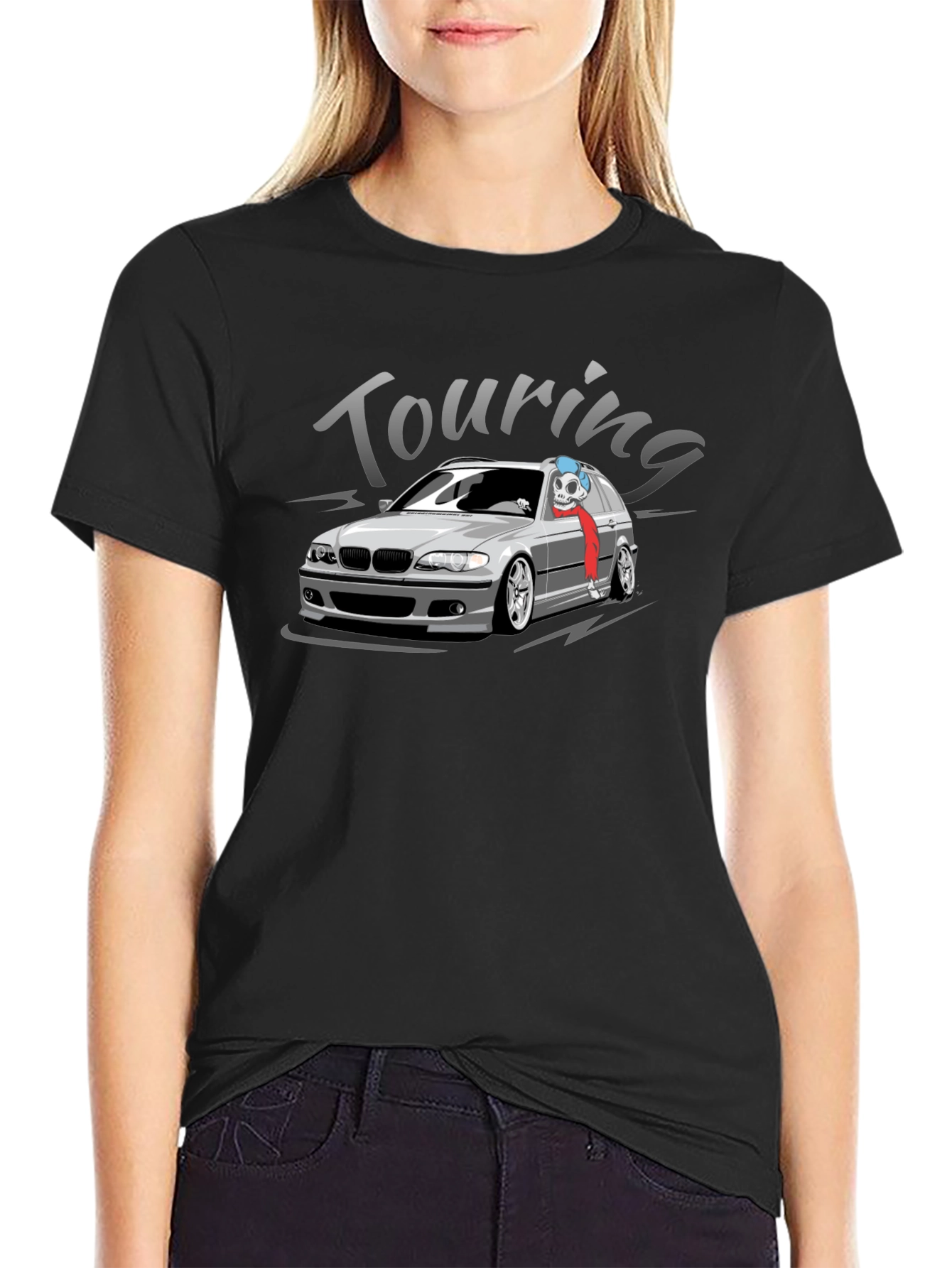 Touring Car Graphic T-Shirt - Skeleton Driver Design