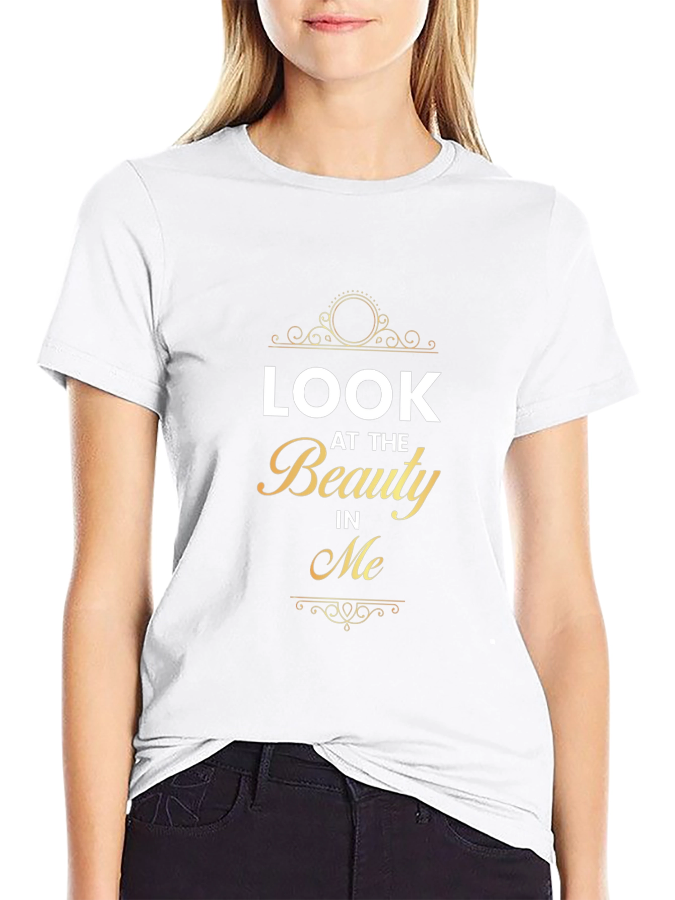 Look At The Beauty In Me Black Graphic Tee