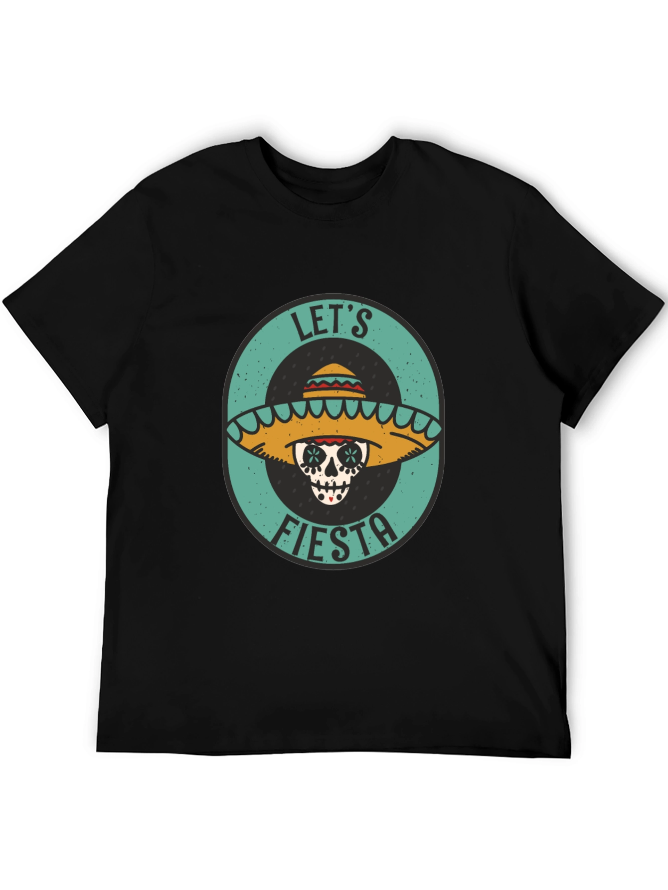 Lets Fiesta Sugar Skull Tee - Black Cotton T-Shirt