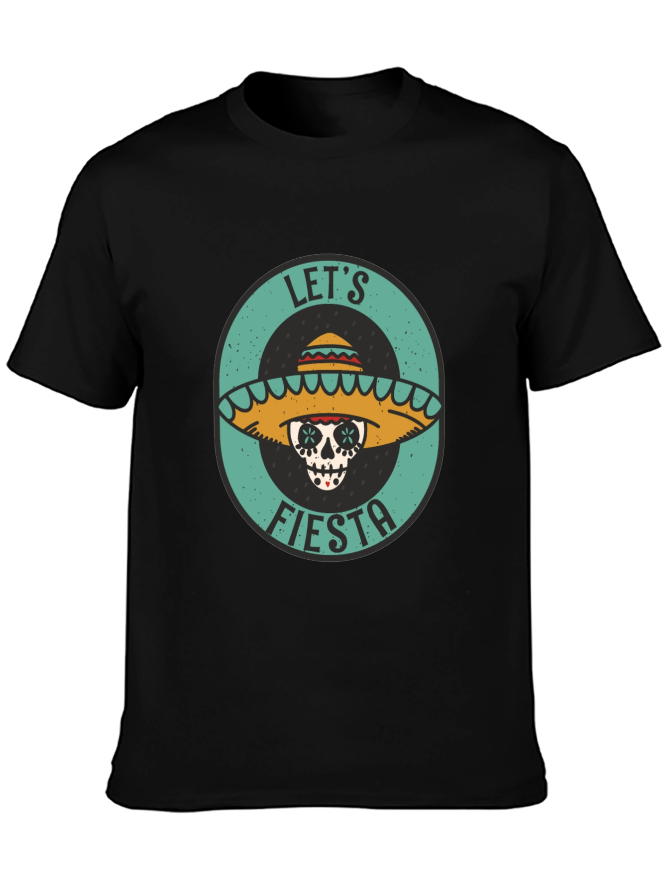 Lets Fiesta Sugar Skull Tee - Black Cotton T-Shirt