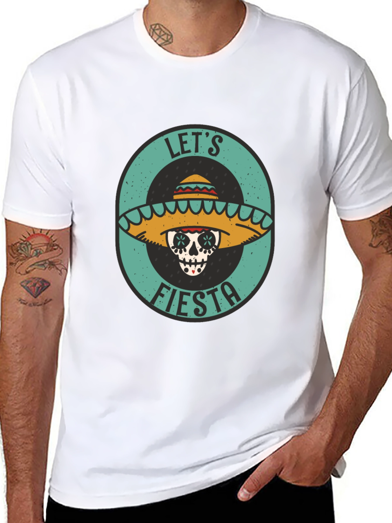 Lets Fiesta Sugar Skull Tee - Black Cotton T-Shirt