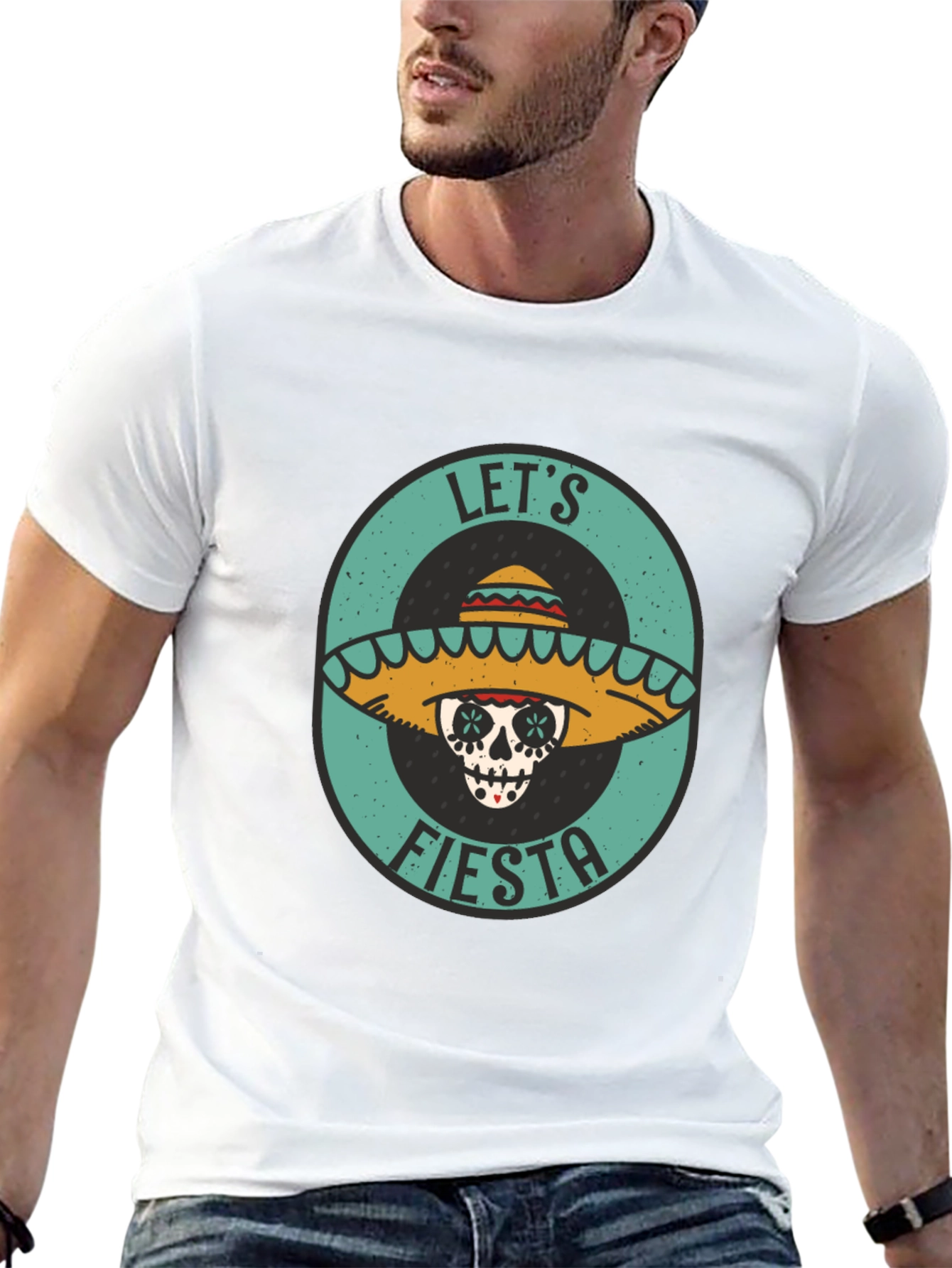 Lets Fiesta Sugar Skull Tee - Black Cotton T-Shirt