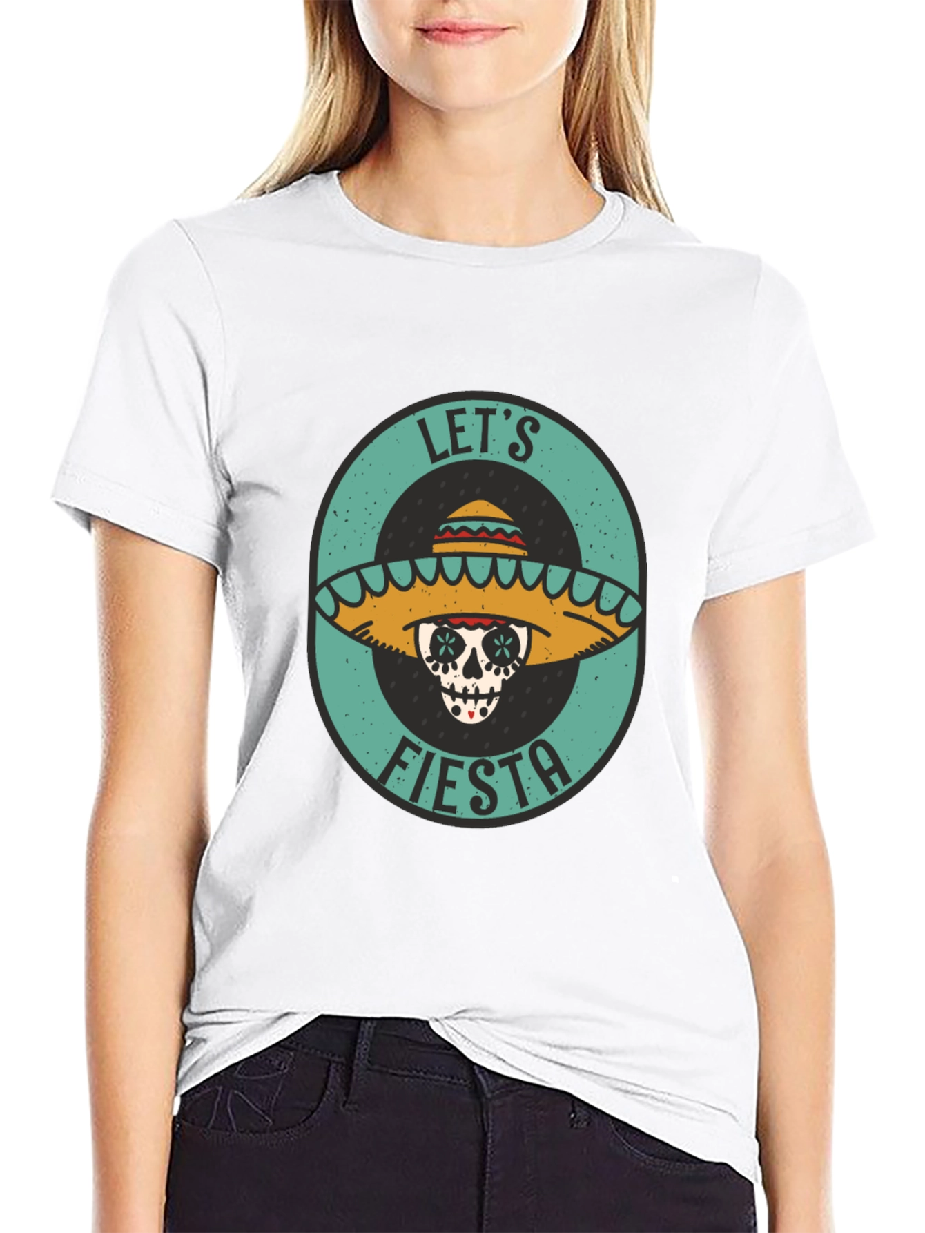 Lets Fiesta Sugar Skull Tee - Black Cotton T-Shirt