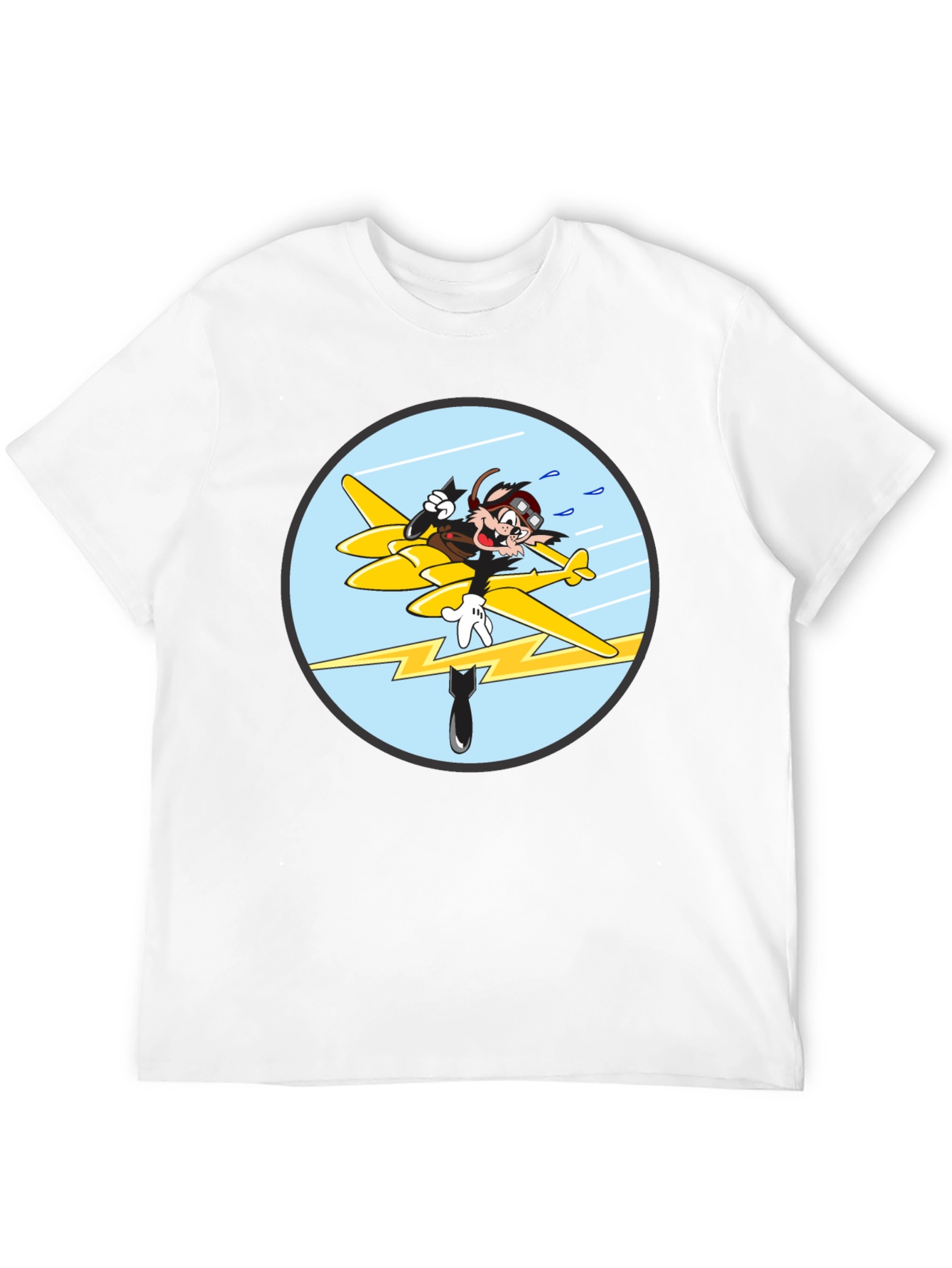 Cartoon Aviator Tee - Black Cotton Blend