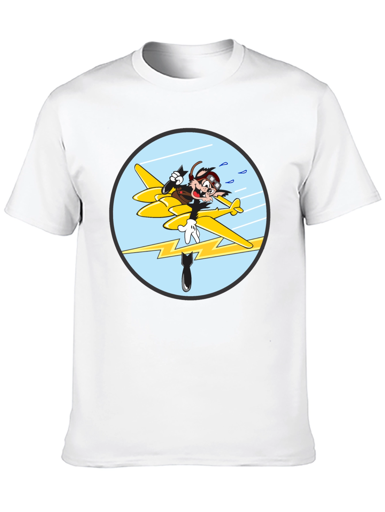 Cartoon Aviator Tee - Black Cotton Blend