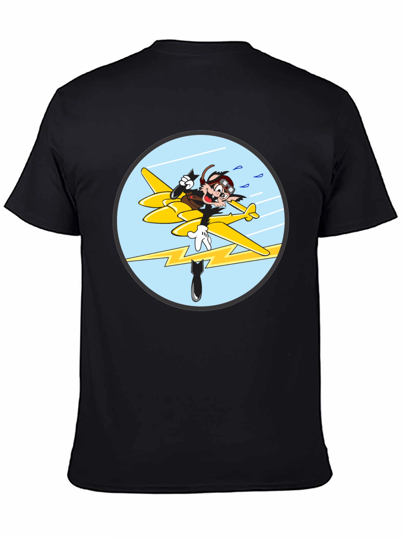 Cartoon Aviator Tee - Black Cotton Blend