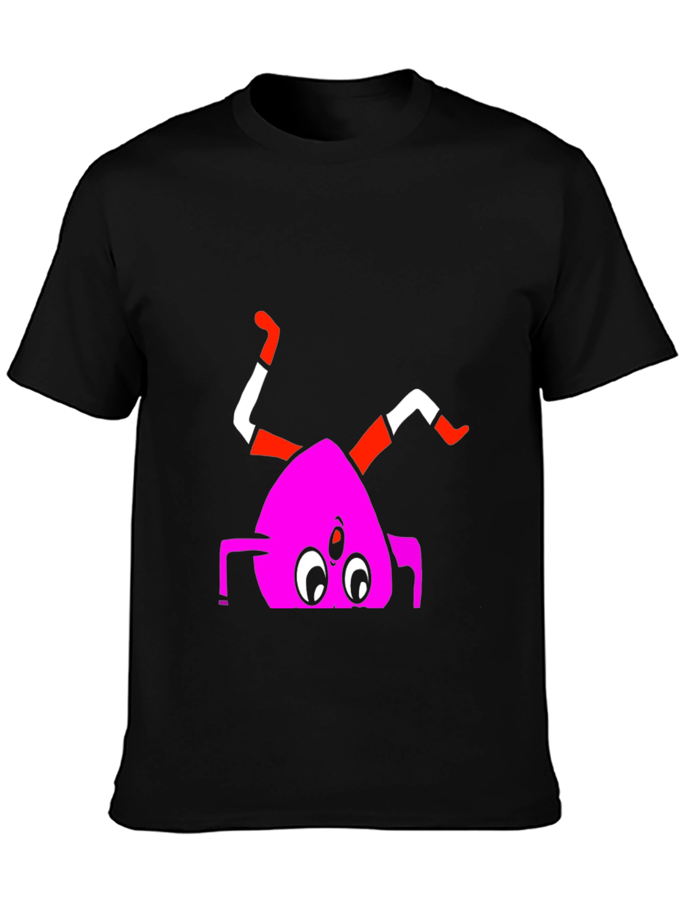 Unique Cartoon Monster Graphic Print Black T-Shirt