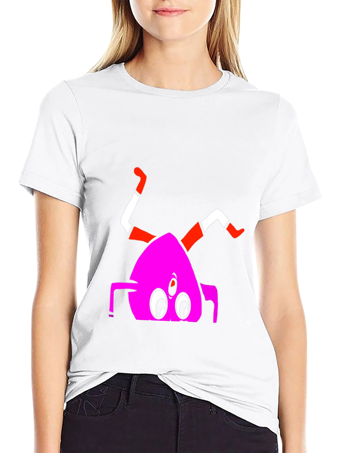Unique Cartoon Monster Graphic Print Black T-Shirt