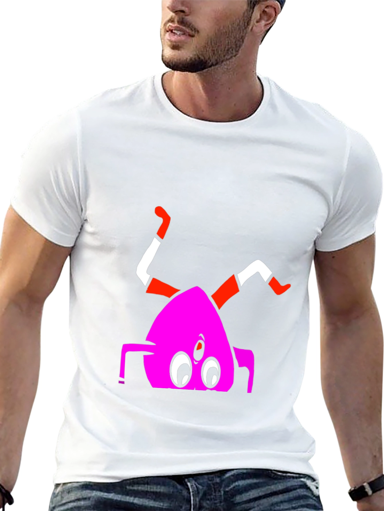 Unique Cartoon Monster Graphic Print Black T-Shirt