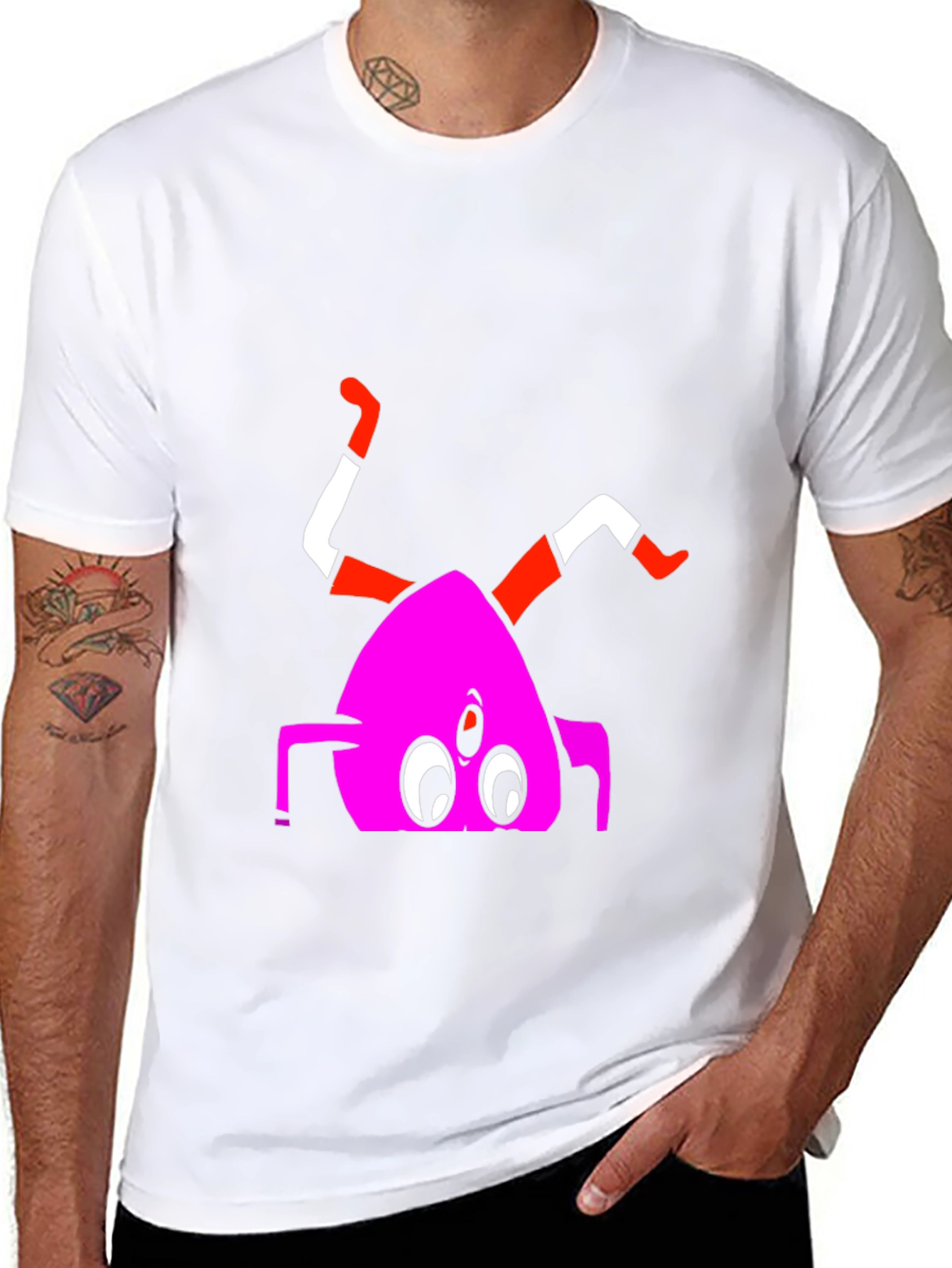 Unique Cartoon Monster Graphic Print Black T-Shirt