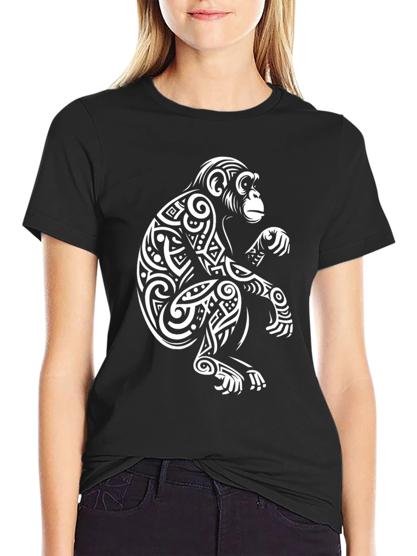 Tribal Monkey Graphic T-Shirt - Cool Design Casual Wear