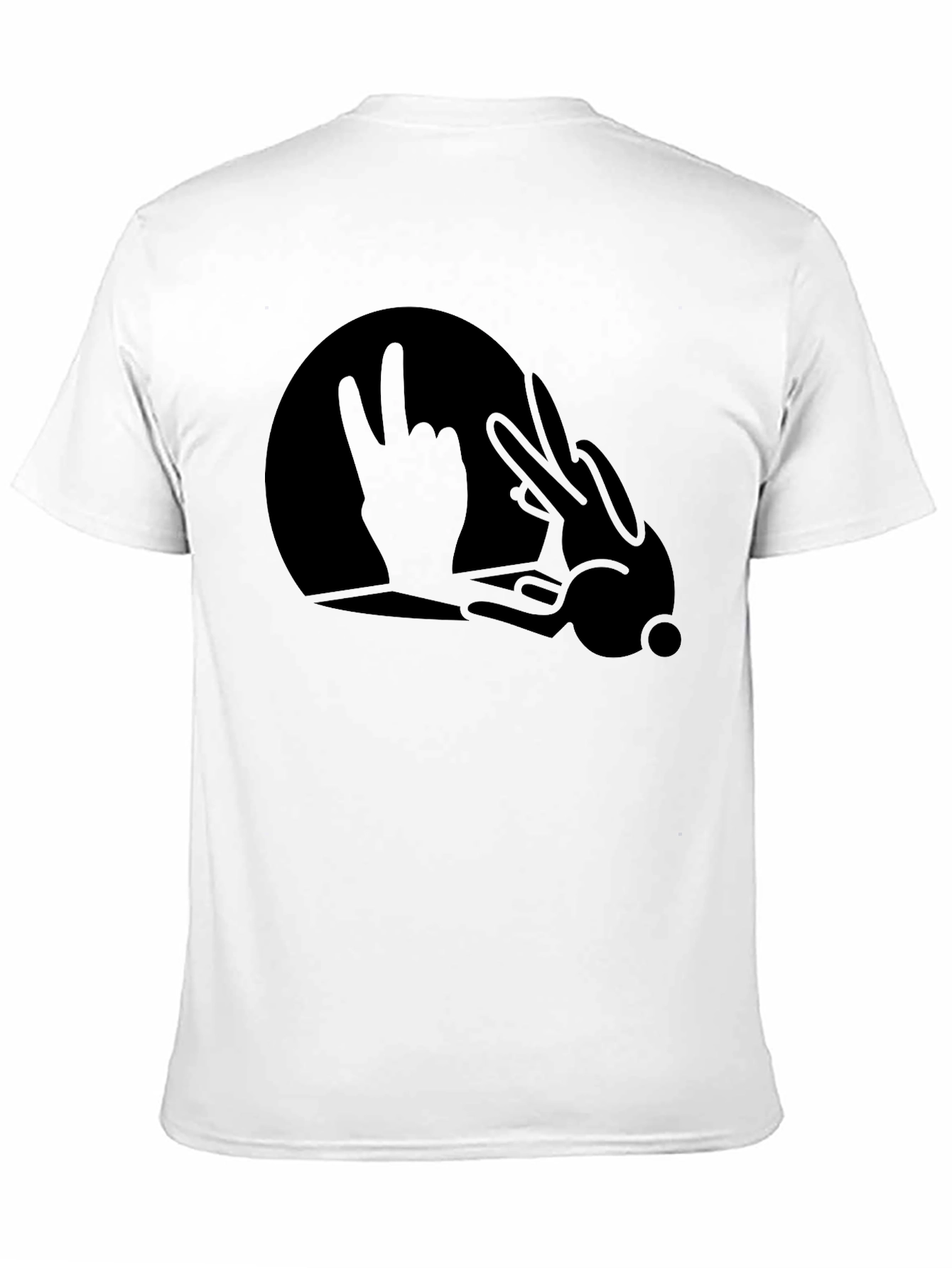 Black Funny Rock On Hand Bunny T-Shirt