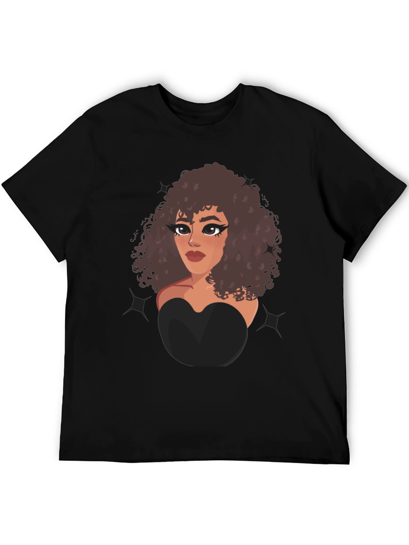 Cartoon Girl Graphic Black T-Shirt