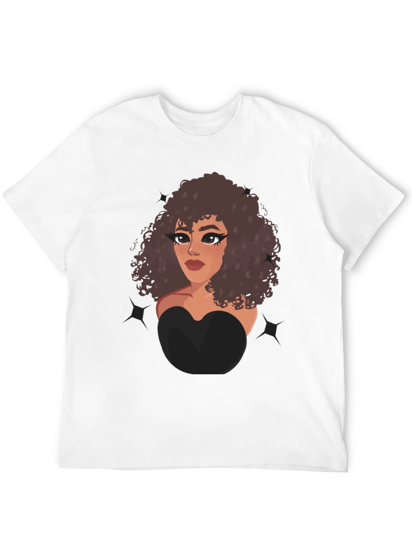 Cartoon Girl Graphic Black T-Shirt