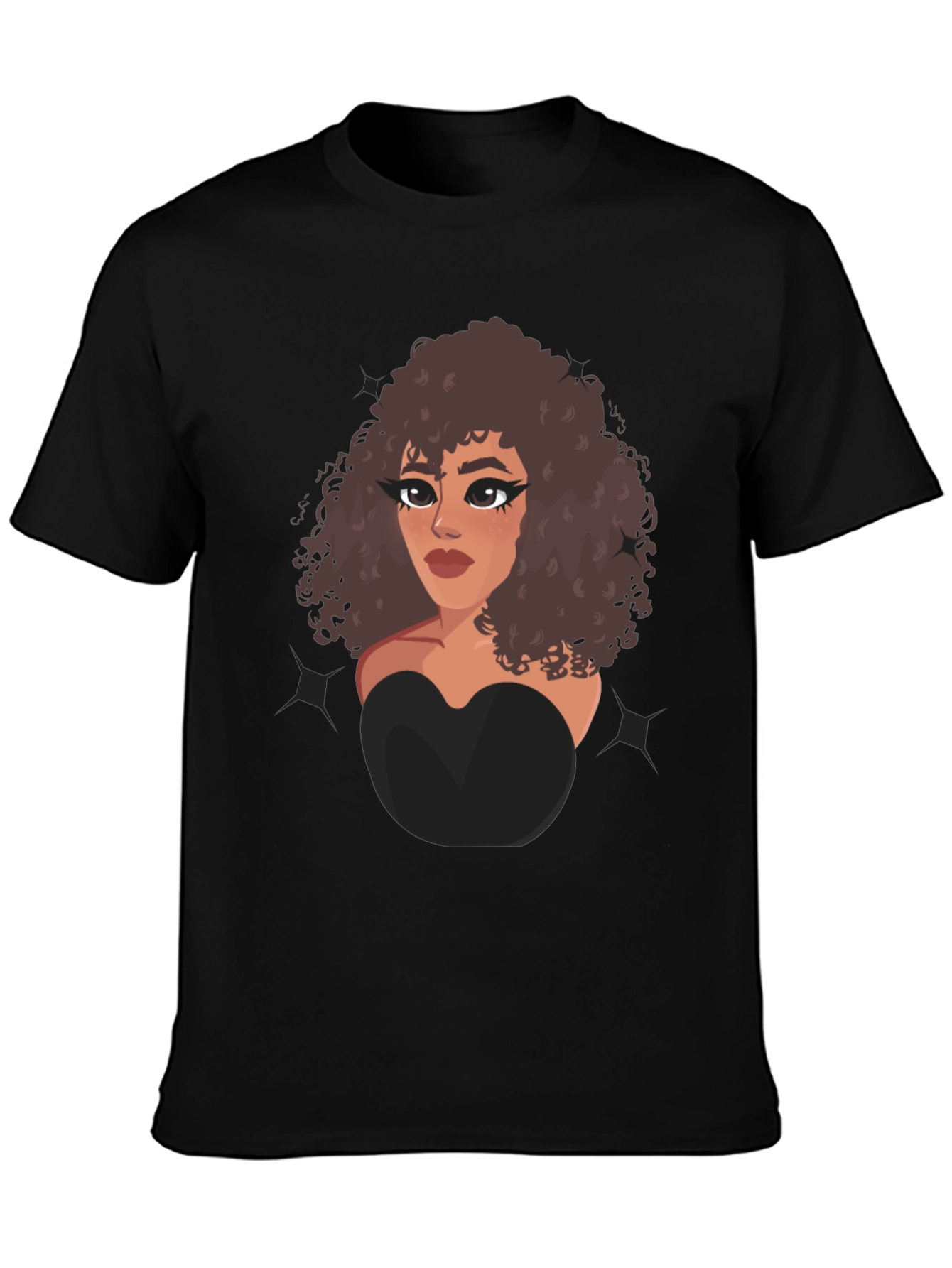 Cartoon Girl Graphic Black T-Shirt