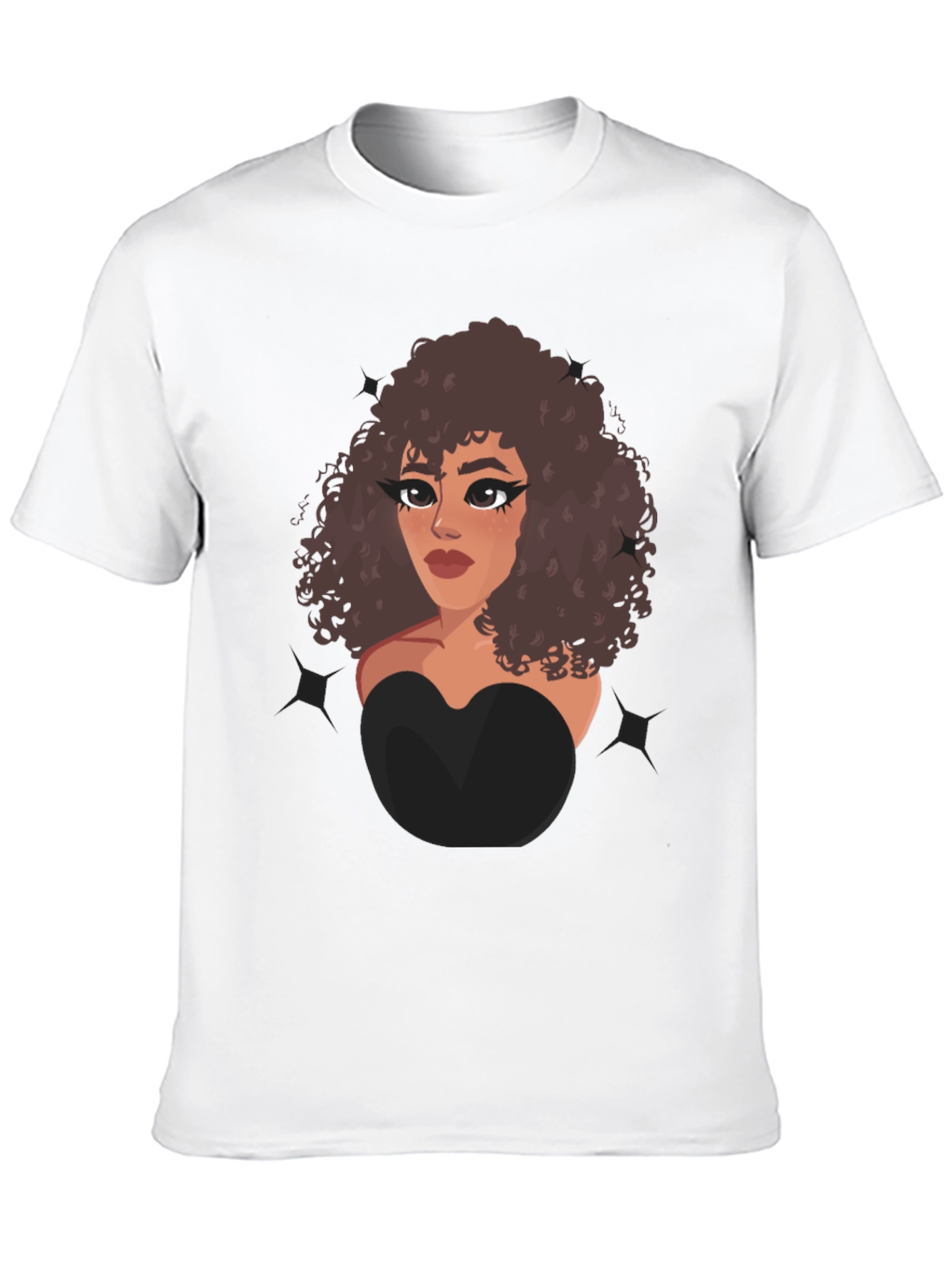 Cartoon Girl Graphic Black T-Shirt