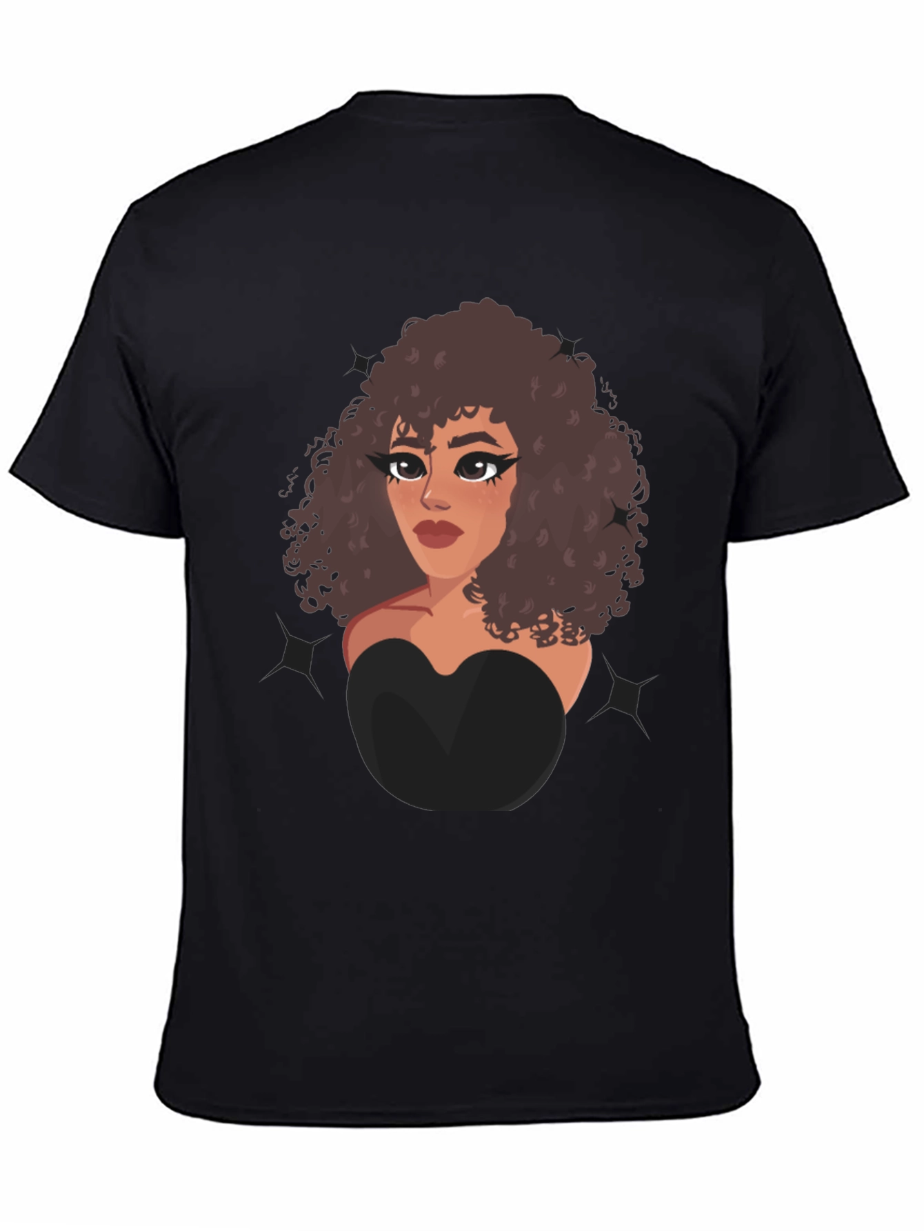 Cartoon Girl Graphic Black T-Shirt