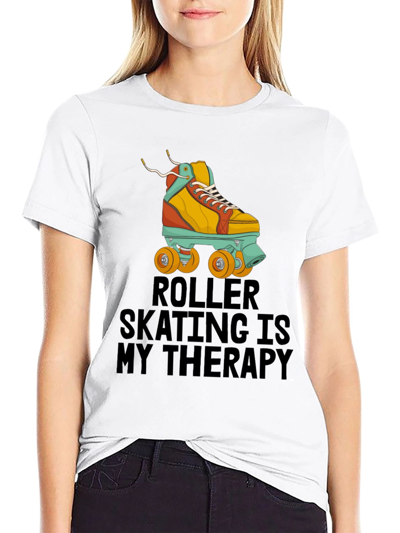 Roller Skating Therapy T-Shirt - Cool Retro Design