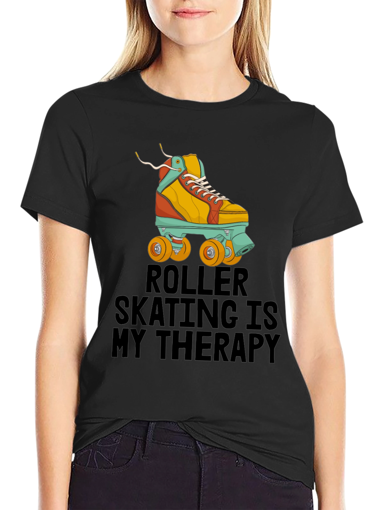 Roller Skating Therapy T-Shirt - Cool Retro Design