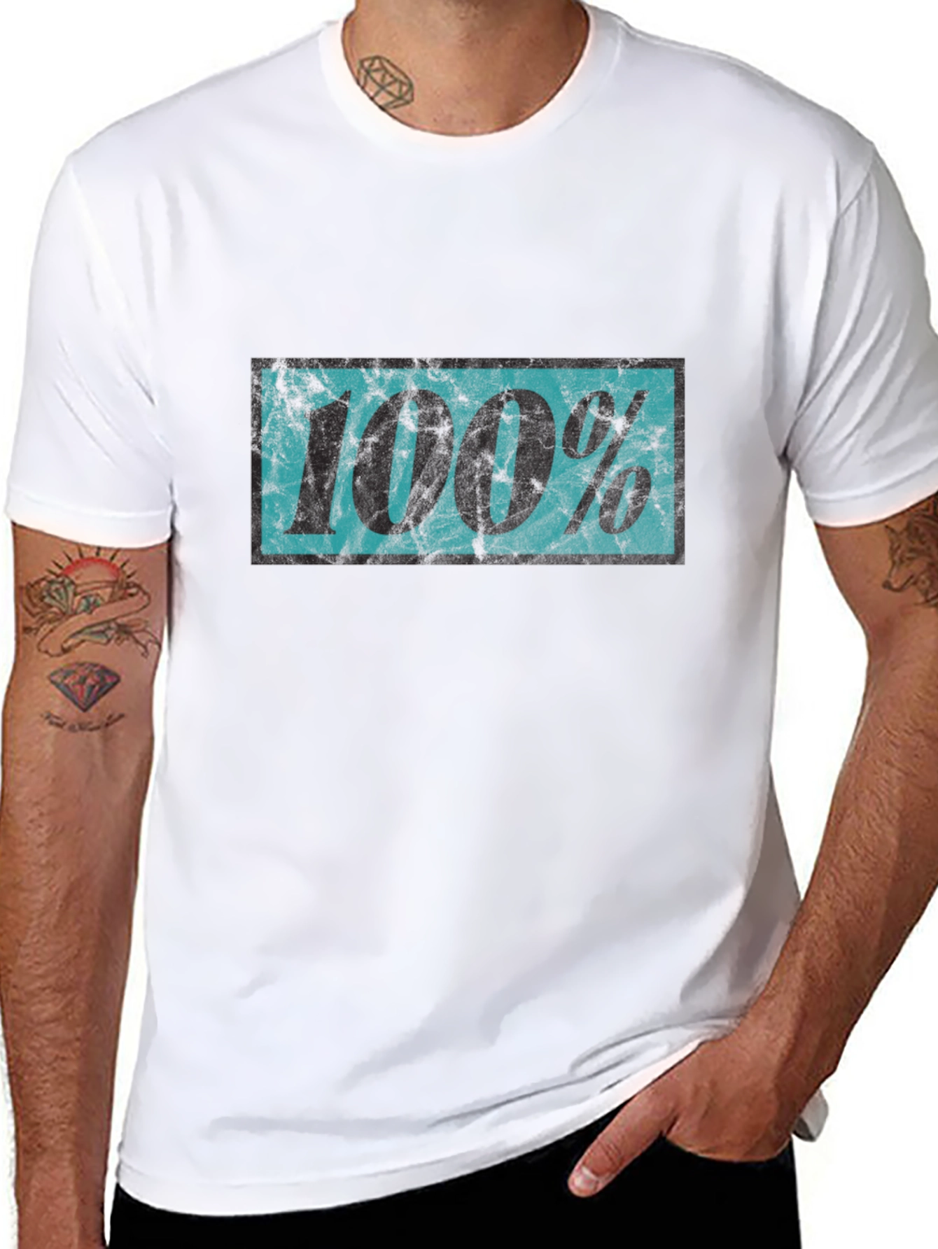 100% Graphic Tee - Distressed Print