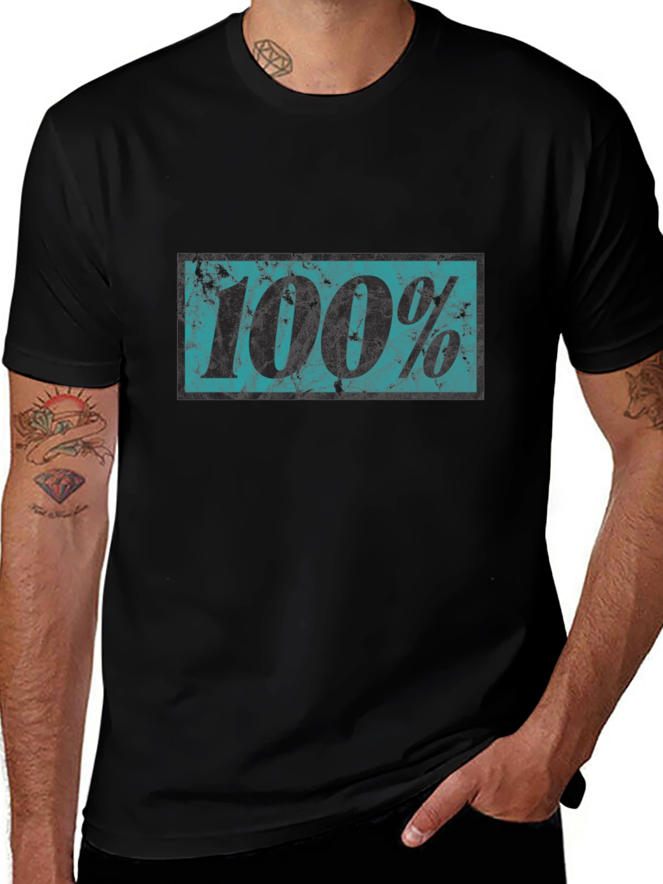 100% Graphic Tee - Distressed Print