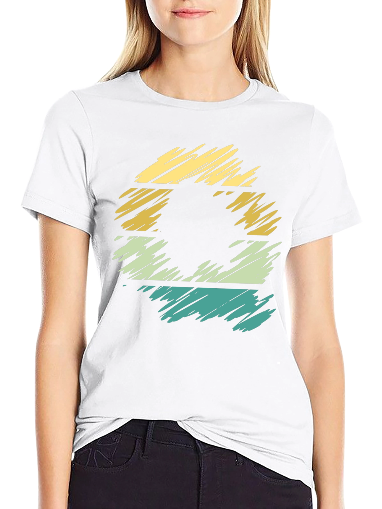 Retro Style Black T-Shirt with Striped Graphic