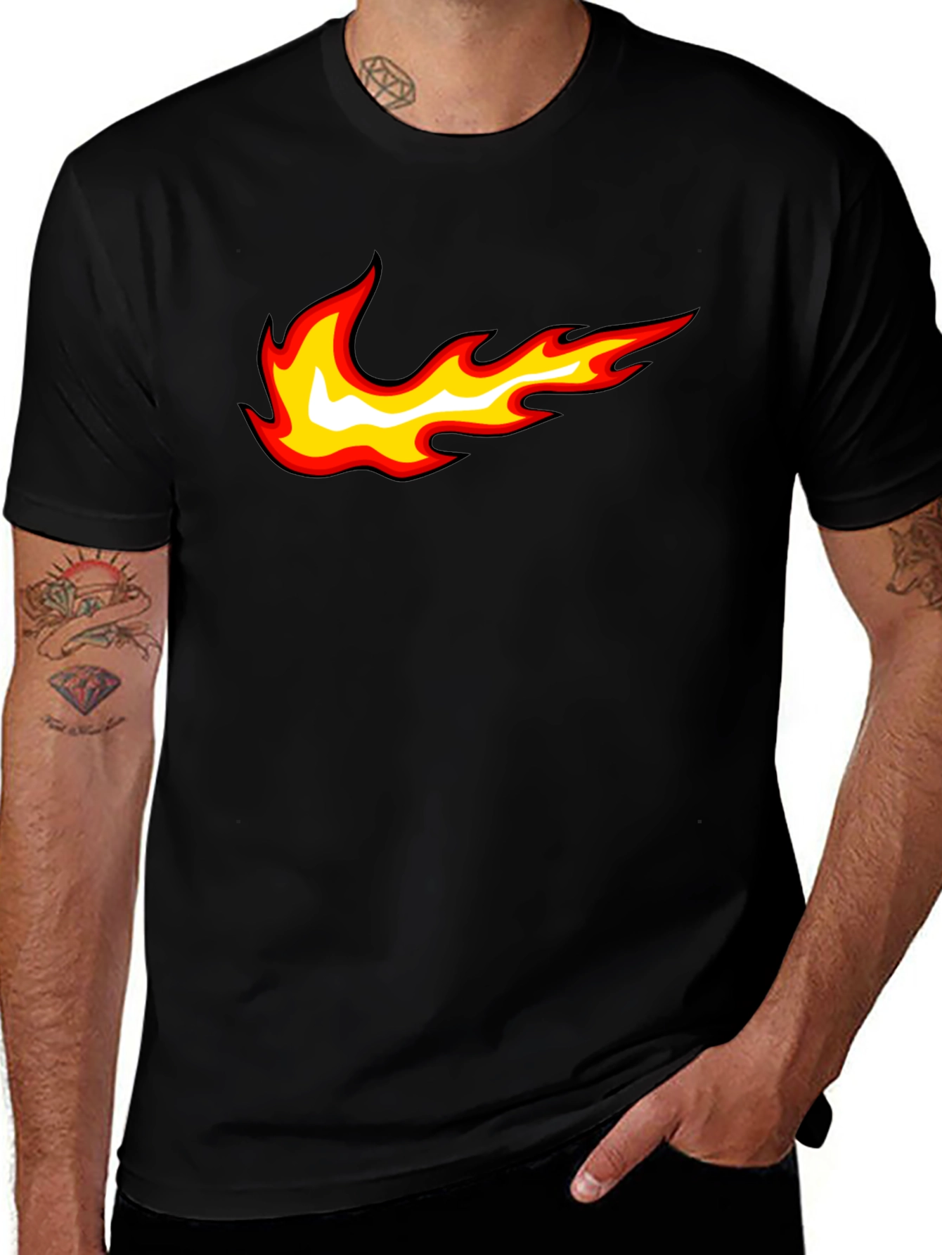 Fire Swoosh Graphic Tee - Black Cotton Blend