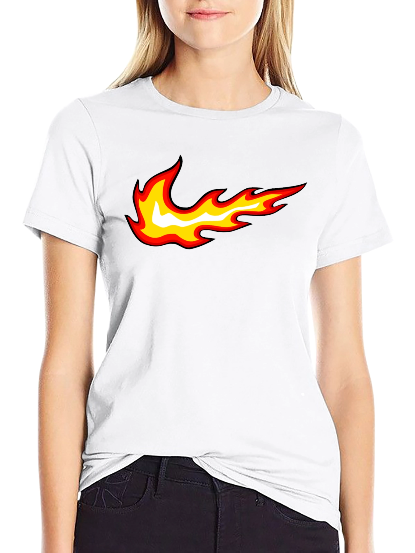 Fire Swoosh Graphic Tee - Black Cotton Blend