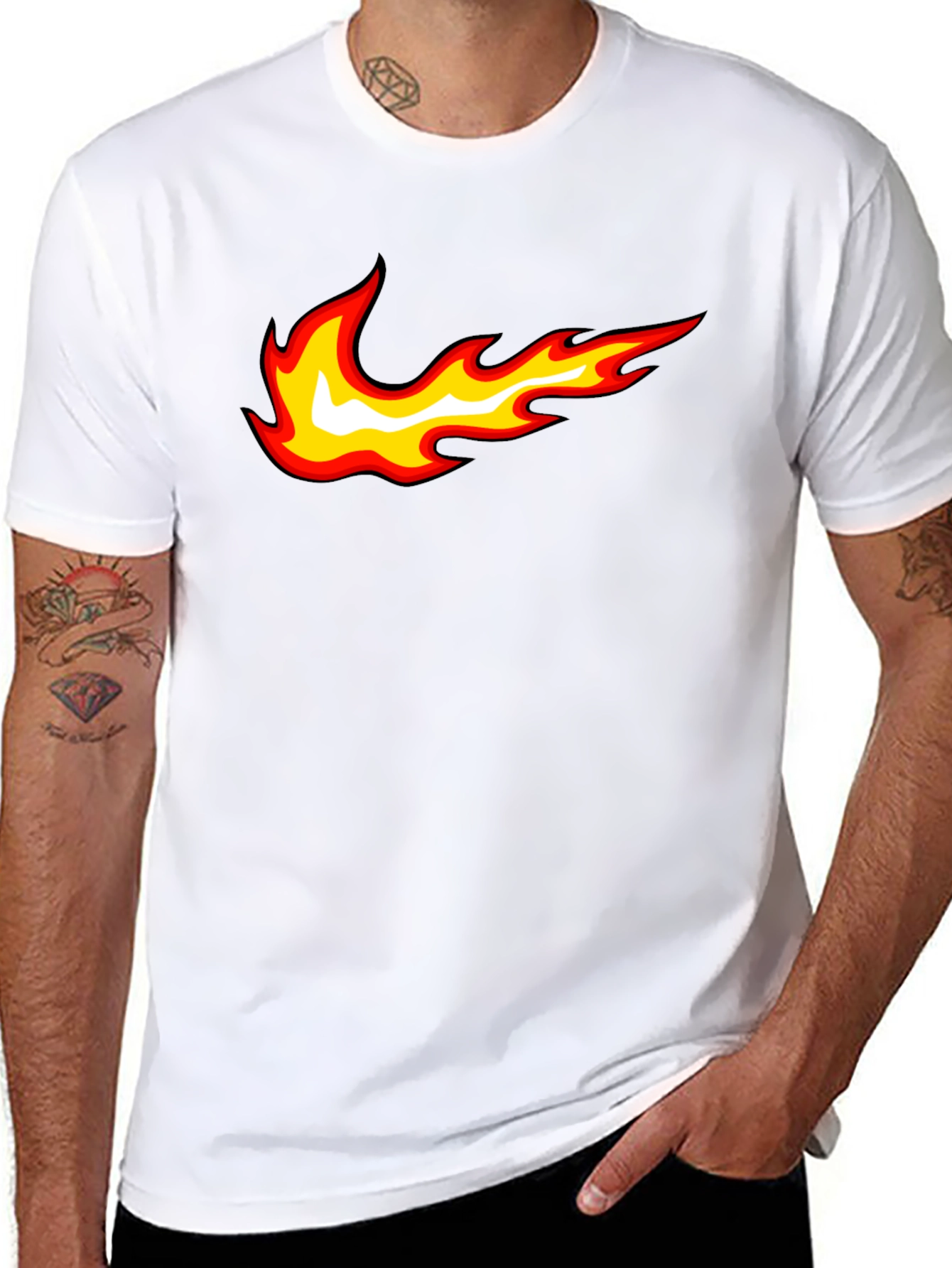 Fire Swoosh Graphic Tee - Black Cotton Blend