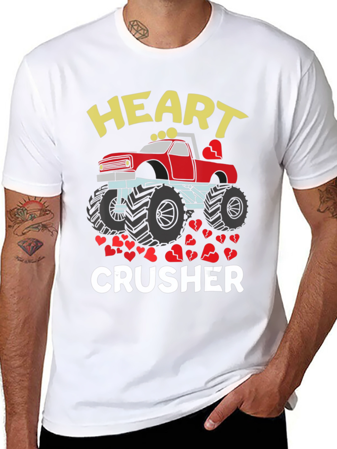 Heart Crusher Monster Truck Valentines T-Shirt