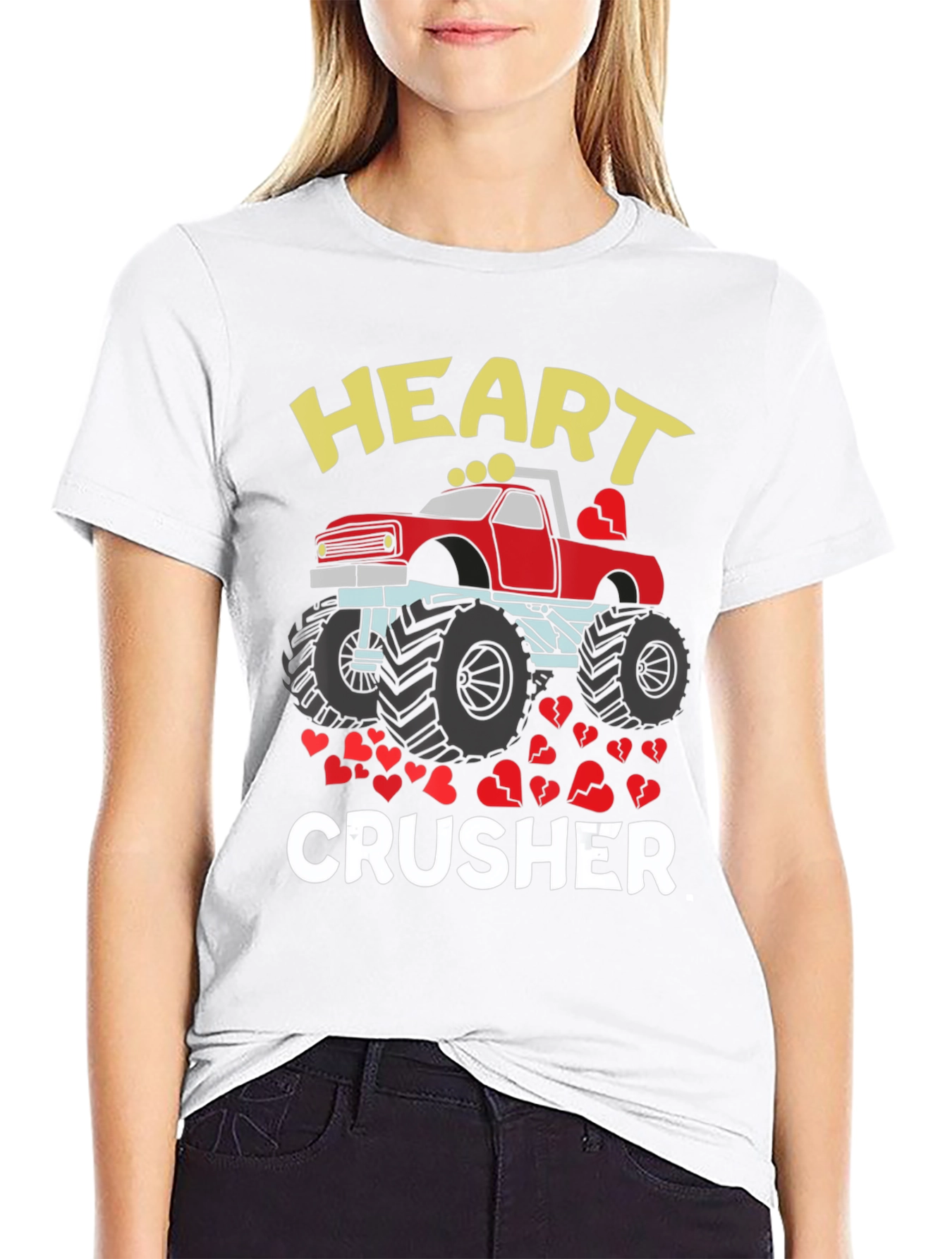 Heart Crusher Monster Truck Valentines T-Shirt