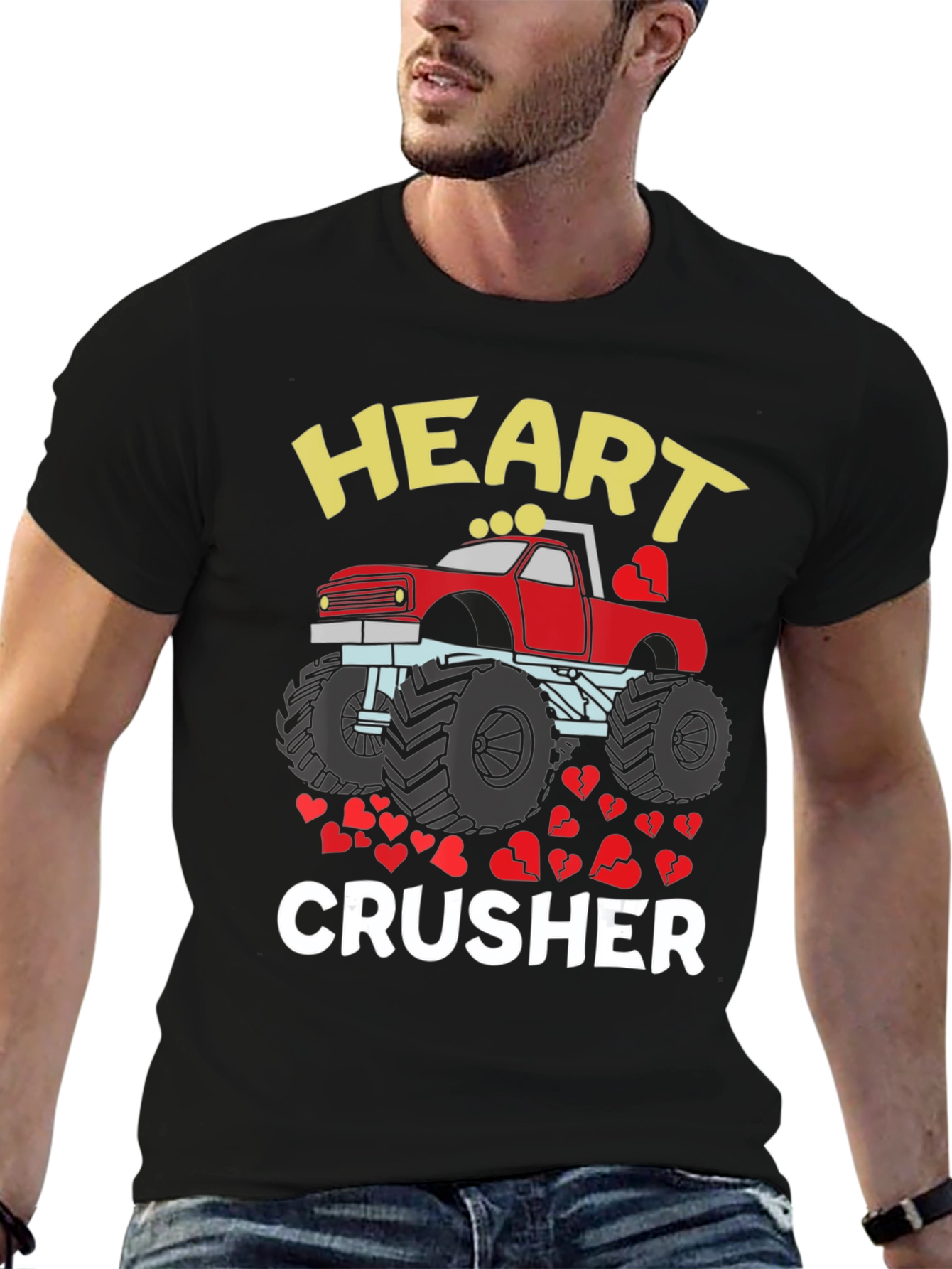 Heart Crusher Monster Truck Valentines T-Shirt