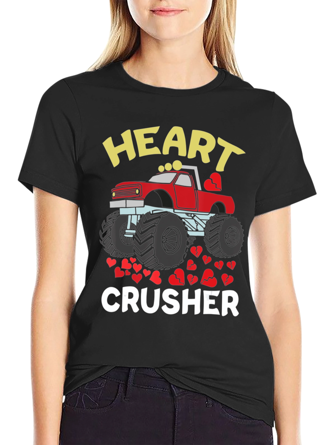 Heart Crusher Monster Truck Valentines T-Shirt