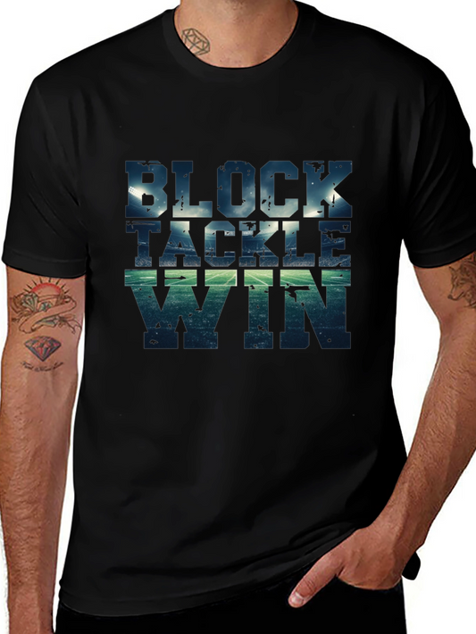 Block Tackle Win Football Graphic T-Shirt