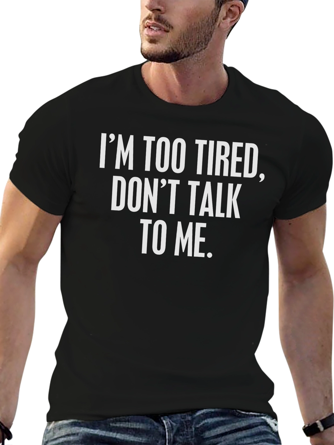Im Too Tired Graphic Tee - Black
