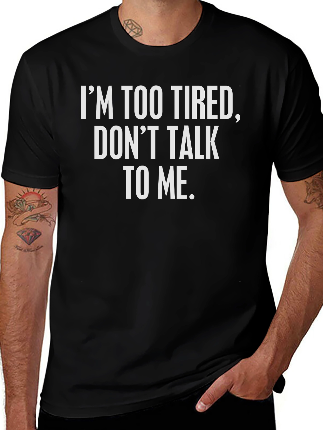 Im Too Tired Graphic Tee - Black