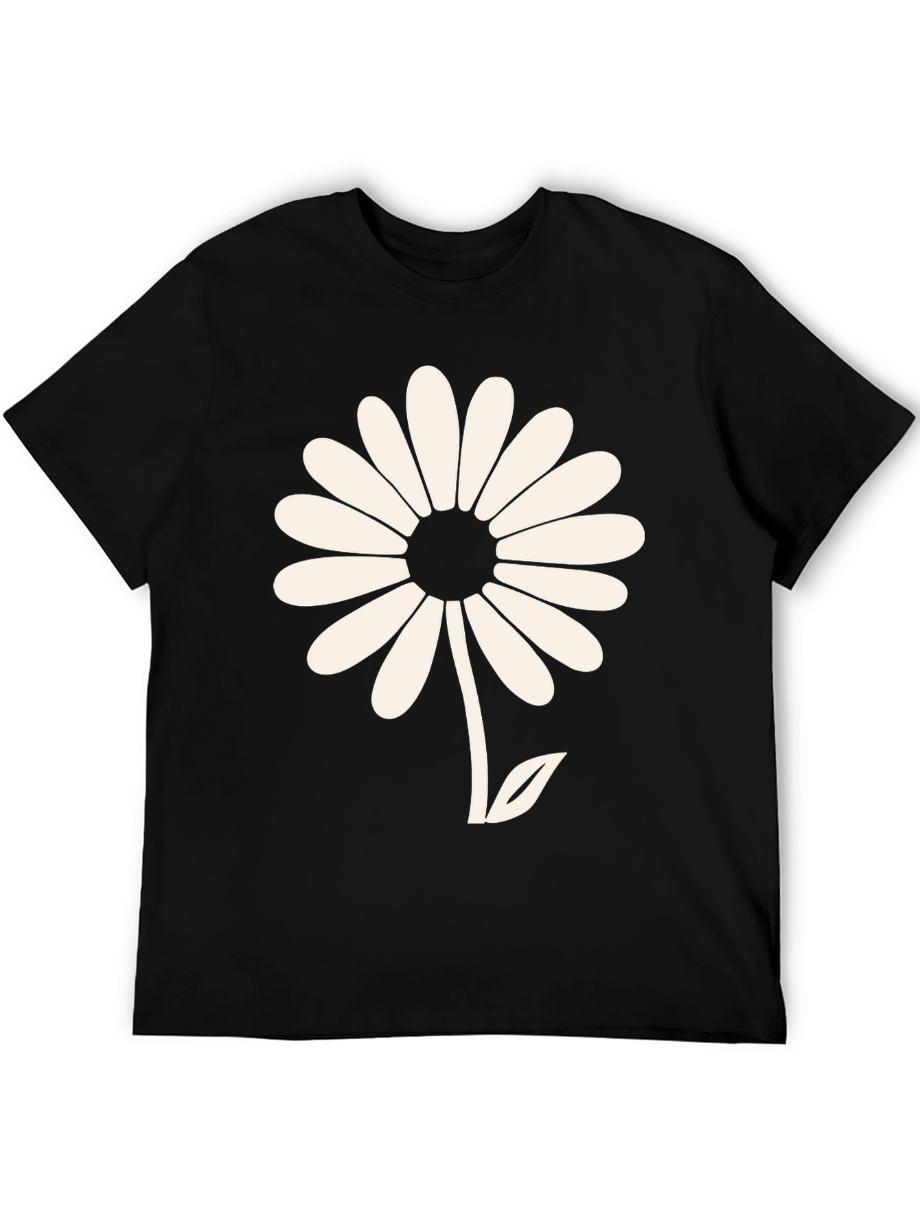 Daisy Flower Graphic Tee - Black Casual T-Shirt