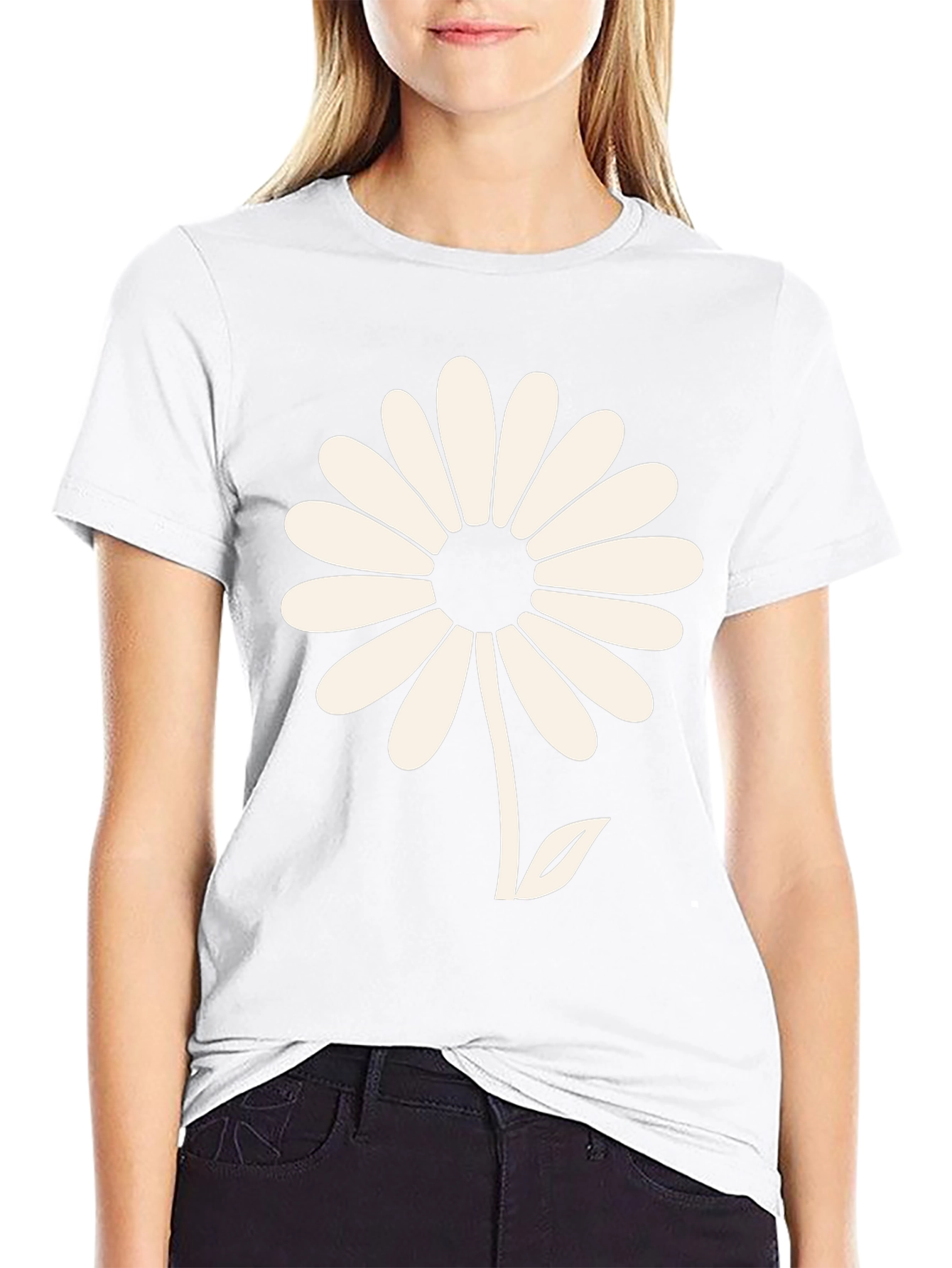Daisy Flower Graphic Tee - Black Casual T-Shirt