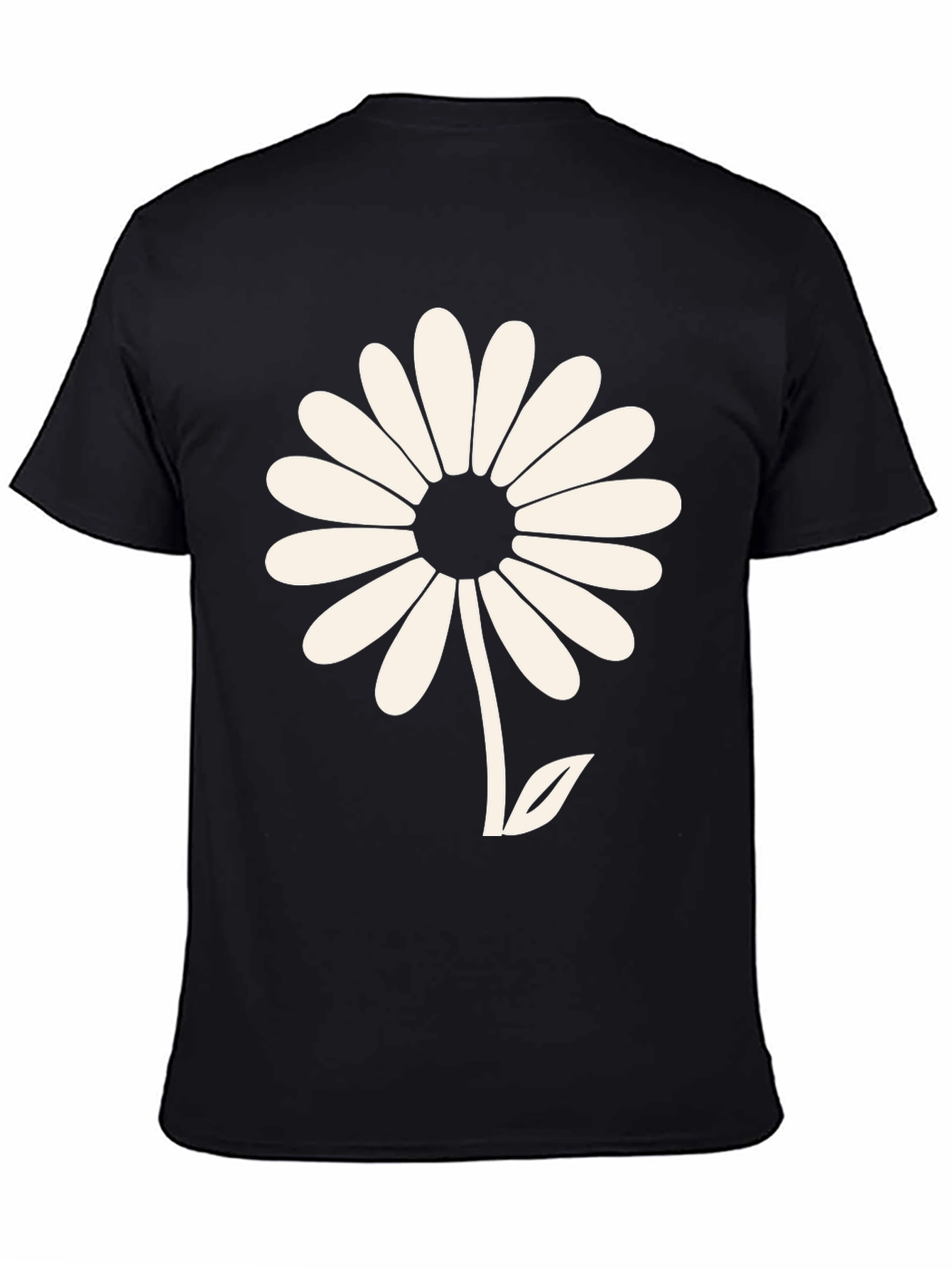 Daisy Flower Graphic Tee - Black Casual T-Shirt