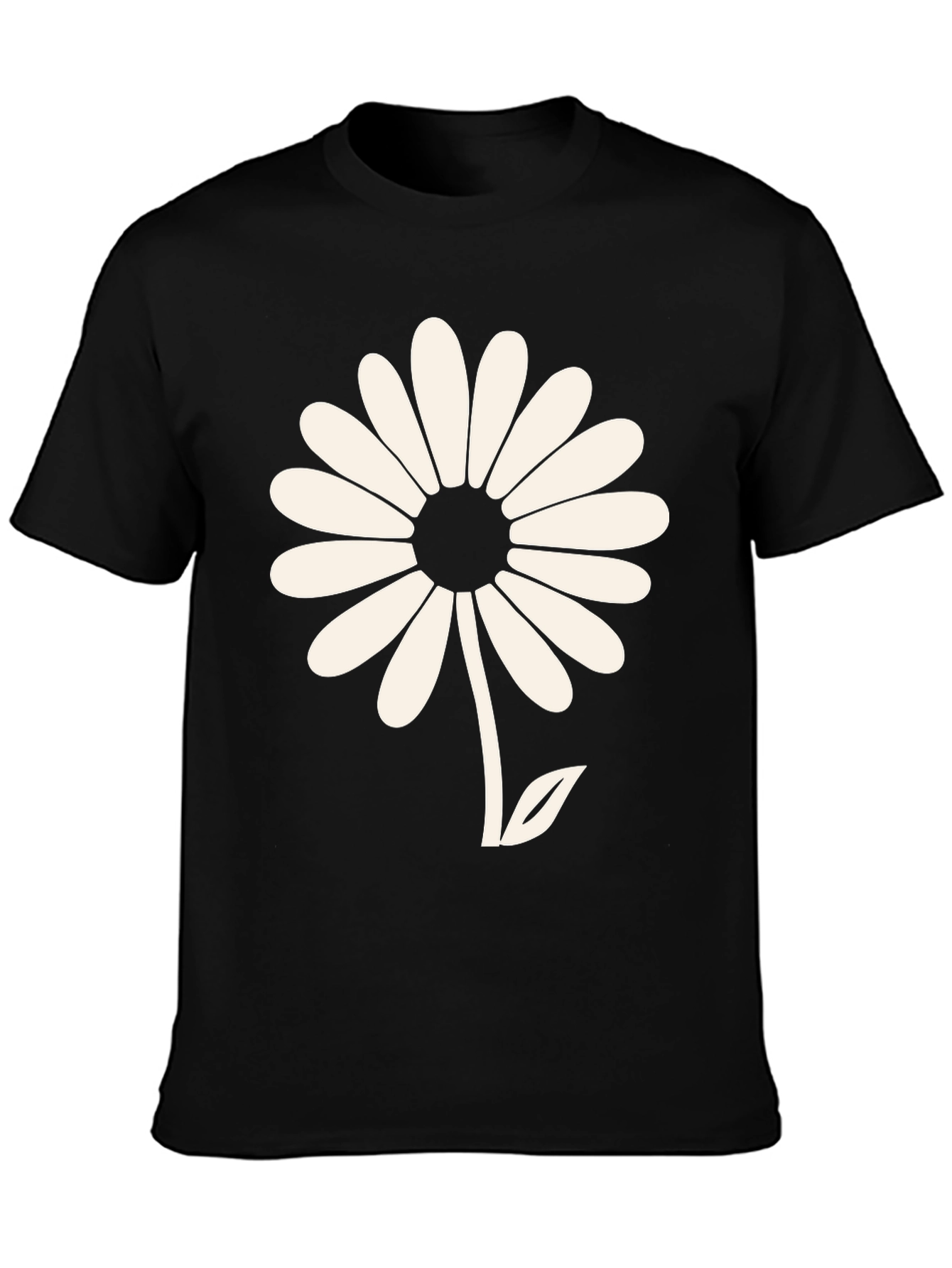 Daisy Flower Graphic Tee - Black Casual T-Shirt