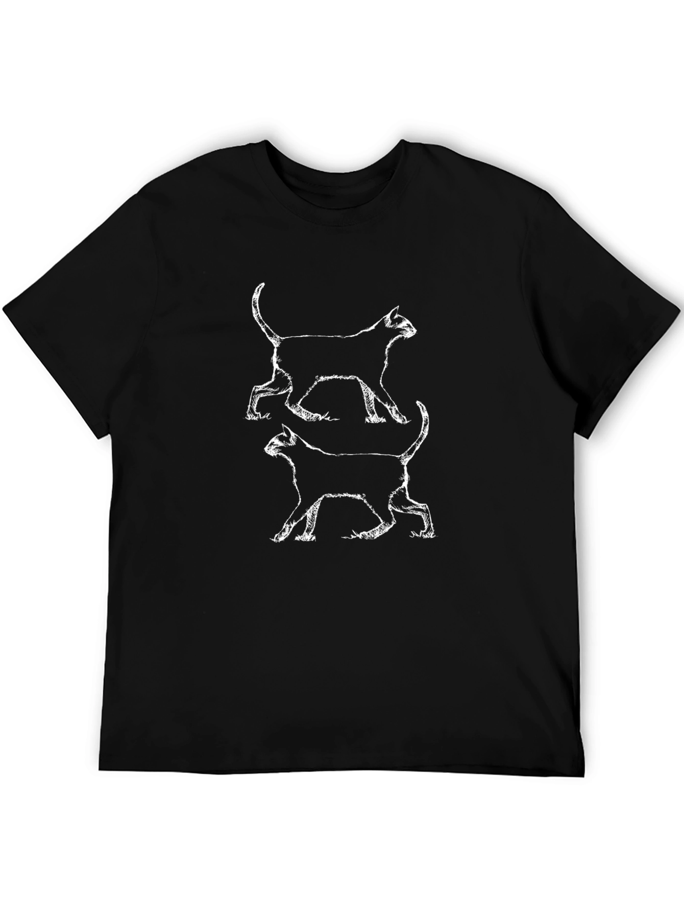 Black Cat Outline Graphic T-Shirt