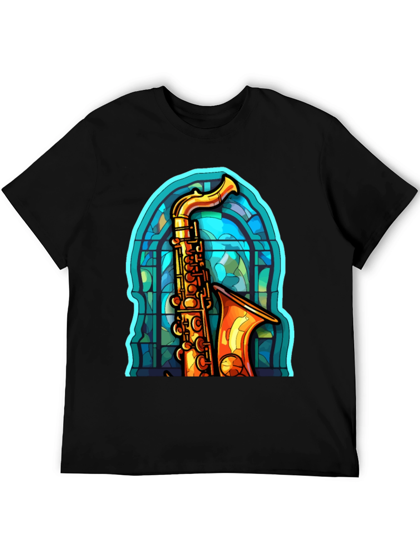 Saxophone Stained Glass Graphic Tee