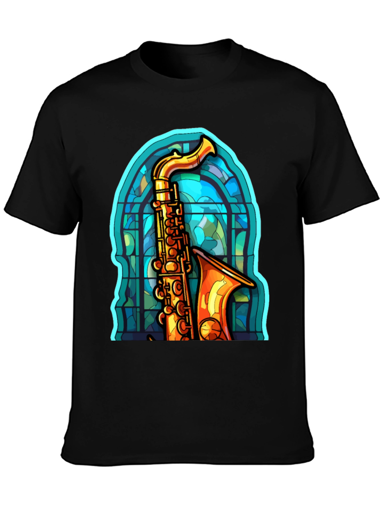 Saxophone Stained Glass Graphic Tee