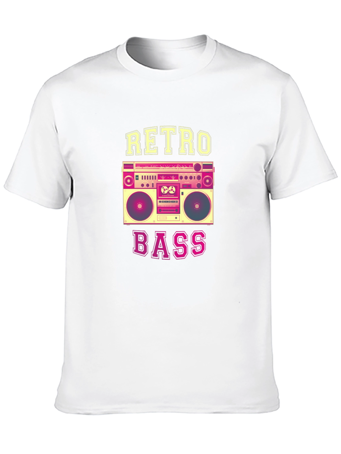 Retro Bass Boombox Graphic Tee - Black