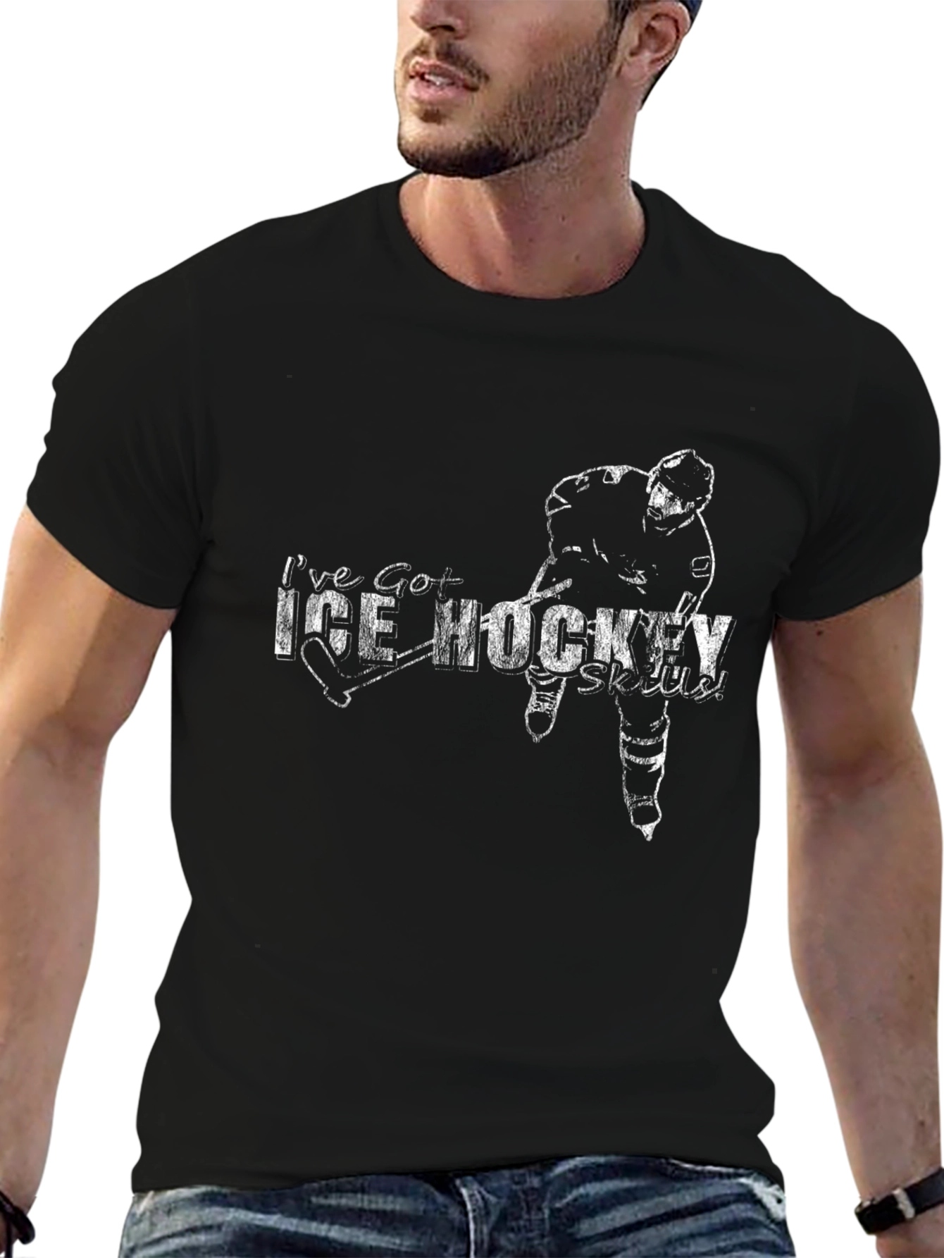 Ice Hockey Skills Graphic T-Shirt - Black