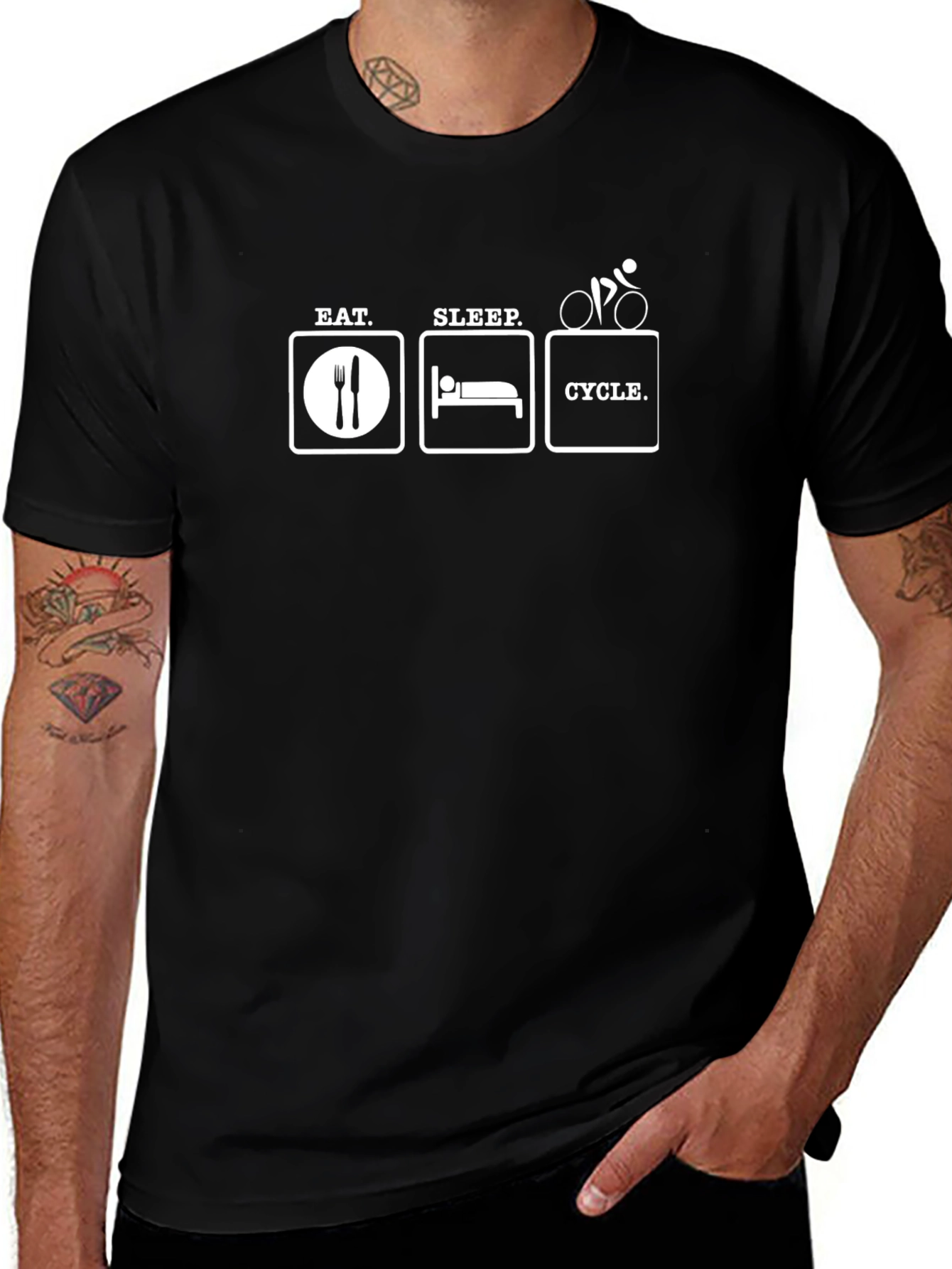 Eat Sleep Cycle Black T-Shirt