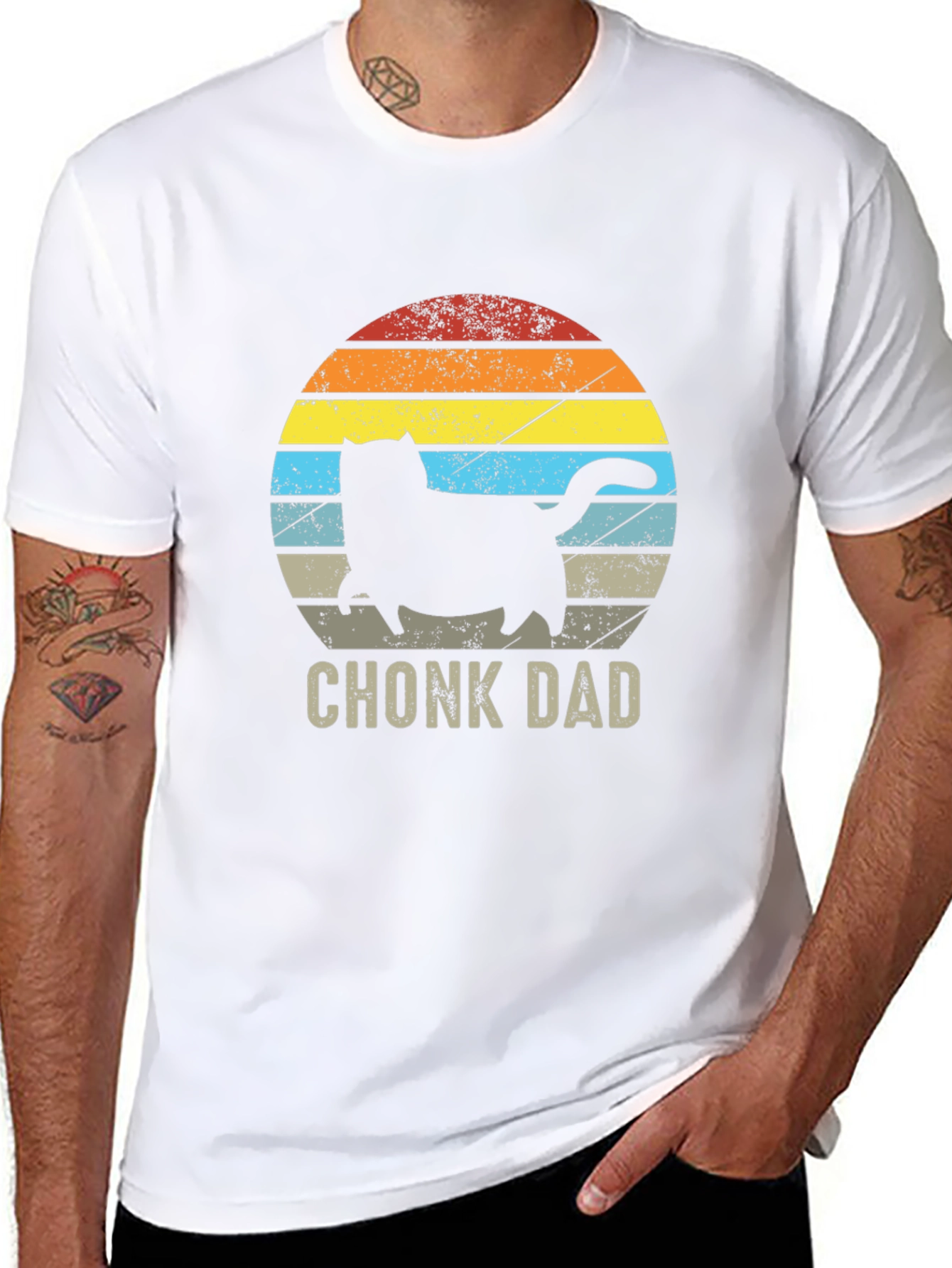Chonk Dad Black T-Shirt - Cat Lover Apparel
