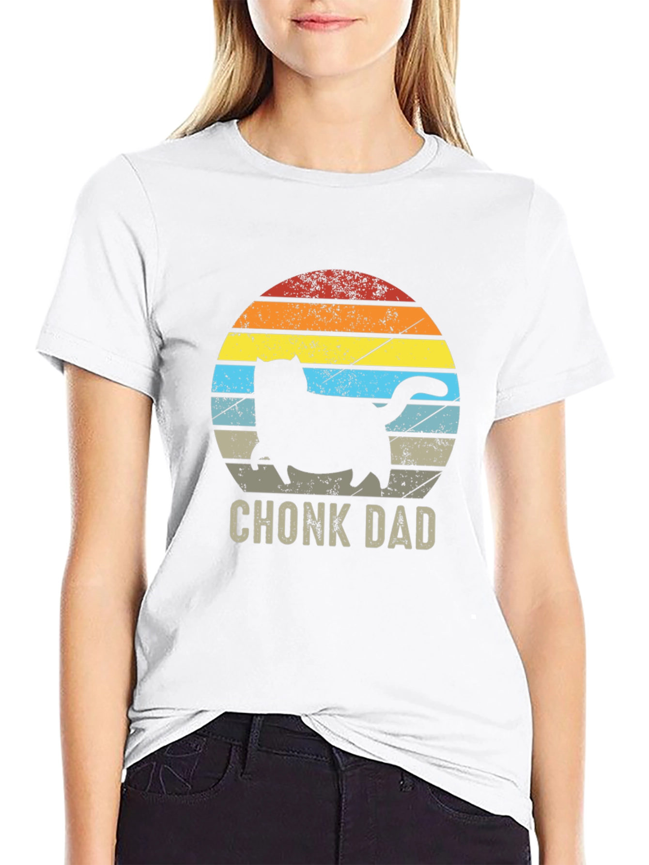 Chonk Dad Black T-Shirt - Cat Lover Apparel