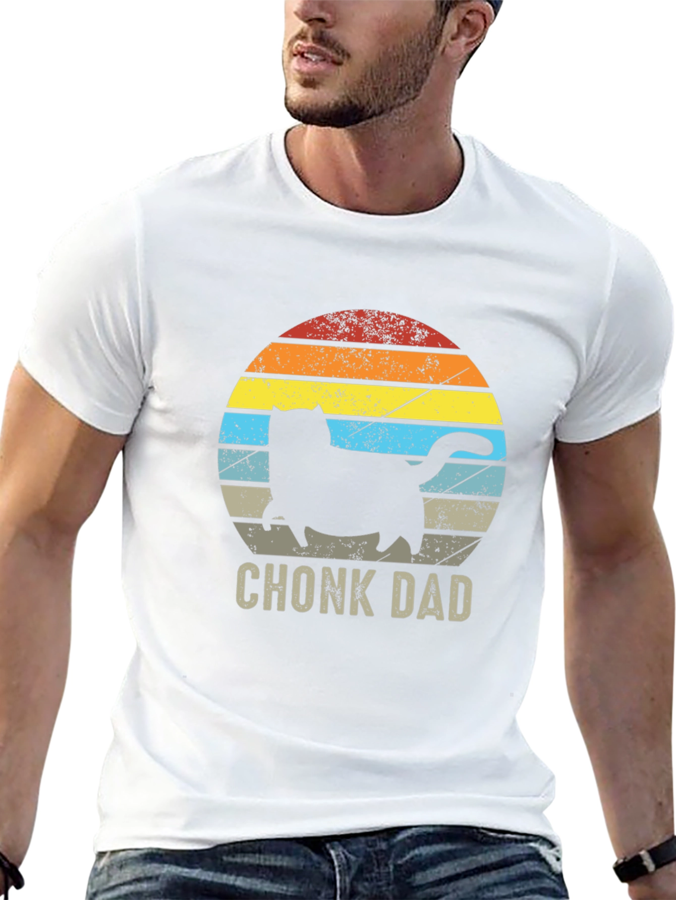 Chonk Dad Black T-Shirt - Cat Lover Apparel